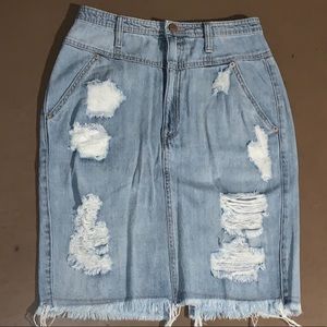 Destroyed Denim Skirt